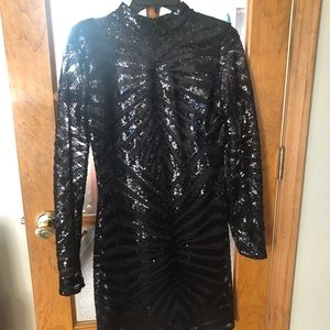 NWT black sequined cocktail dress sz 13/14